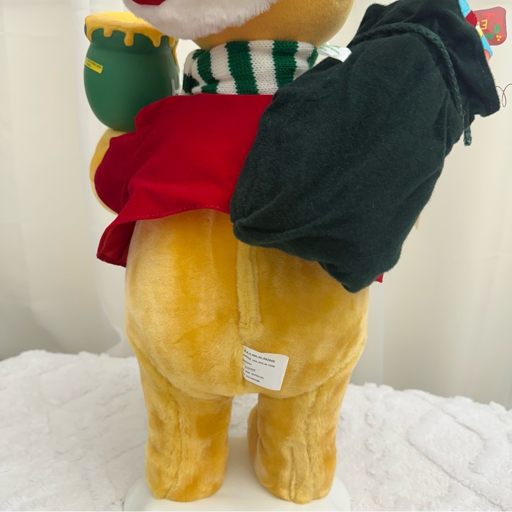Winnie the Pooh Christmas Plush with Scarf and Honey Pot Collector Animated - Picture 10 of 16